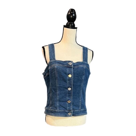 NWT White House Black Market Blue Sleeveless Denim Bodice Top Womens Size 12 - Picture 3 of 9